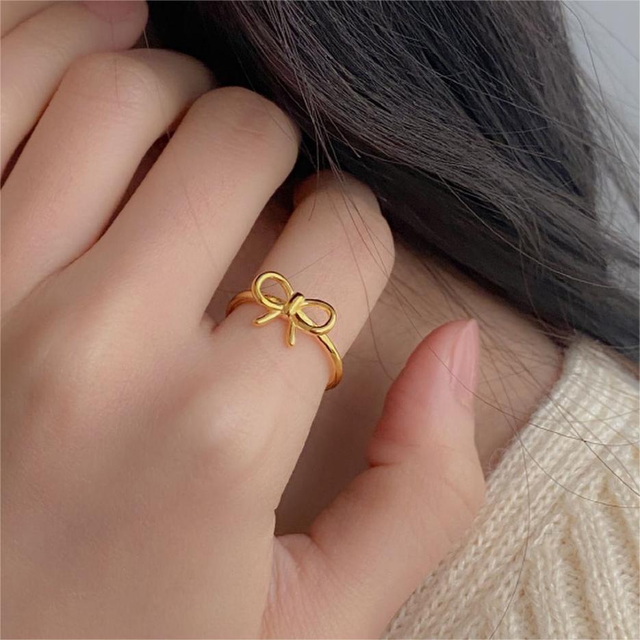 Anello da donna in argento sterling 925 placcato, minimalista, a forma di cuore geometrico