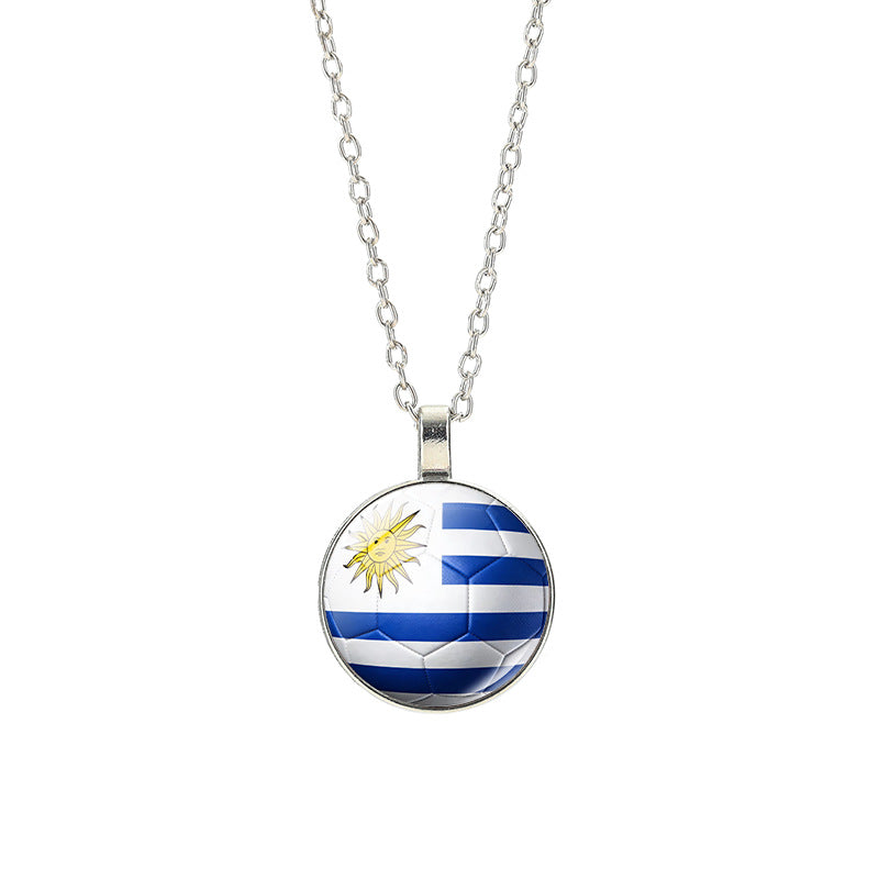 Collana Unisex Casual con Pendente Rotondo Geometrico in Cristallo, Placcato in Lega, con Catena a Cavo