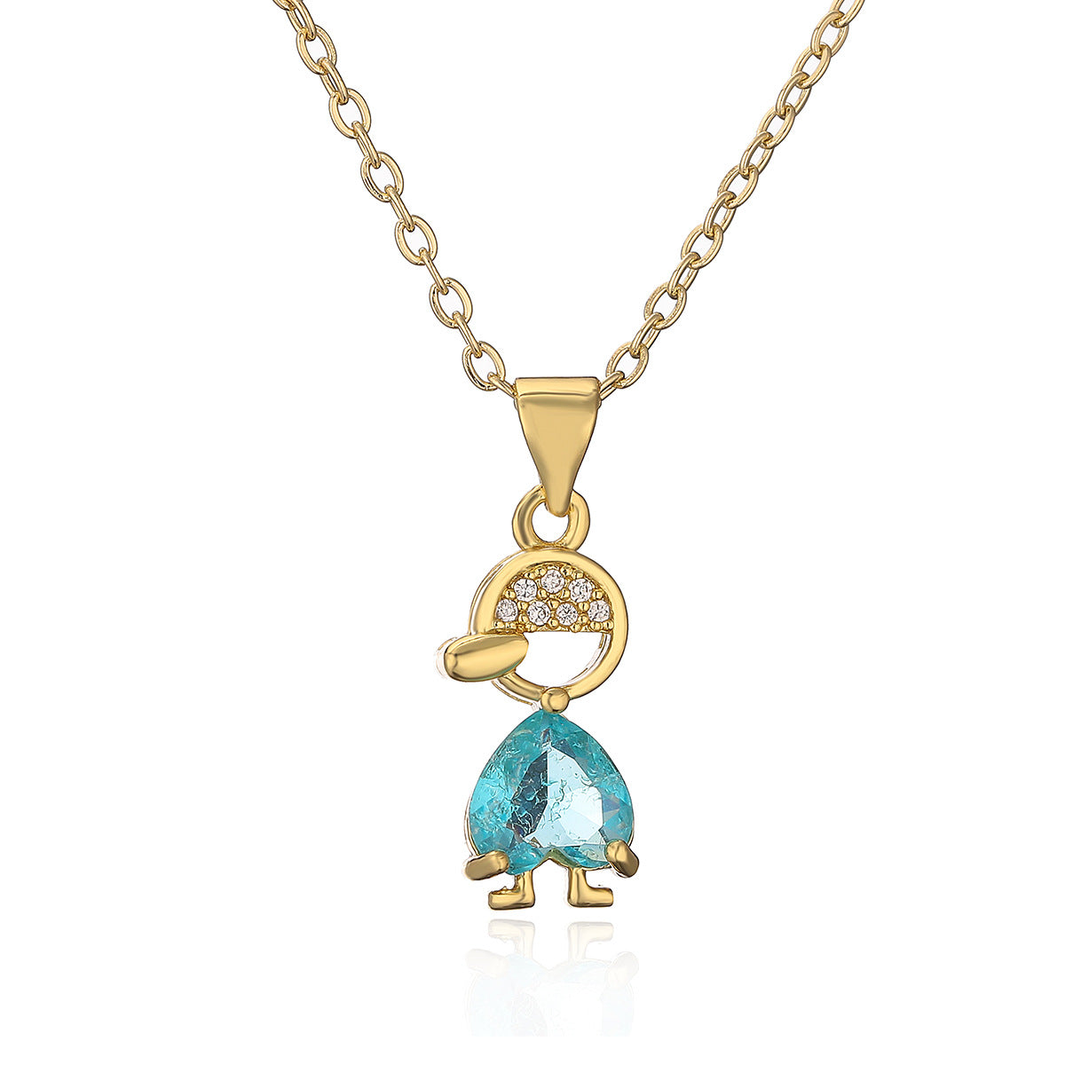 Minimalist Heart-Shaped Copper Pendant Necklace with 18K Gold Plating and Zircon for Women