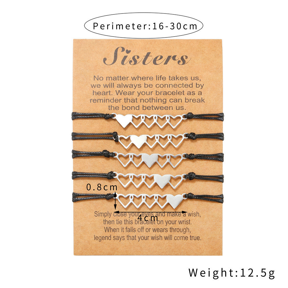 Geometric Stainless Steel Woven Friendship Bracelet Set for Unisex