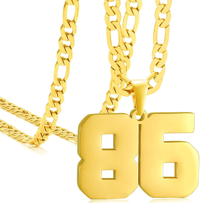 Minimalist Numeric Pendant Necklace for Men and Women Stainless Steel Chain with Polished Titanium Steel Charm