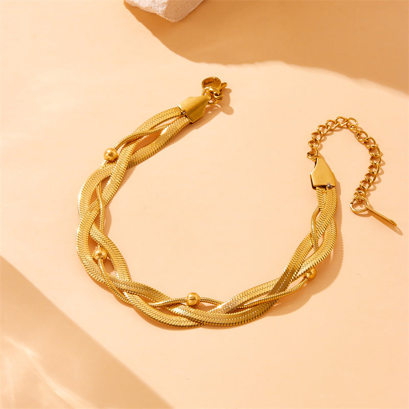 Pulsera de cadena de cable de acero inoxidable de moda minimalista para mujer