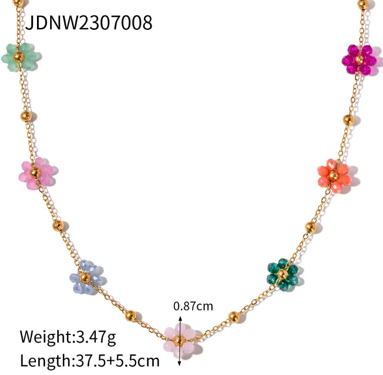 Minimalist Geometric Titanium Steel Pendant Stainless Steel Multi-layer Cable Chain Necklace for Women