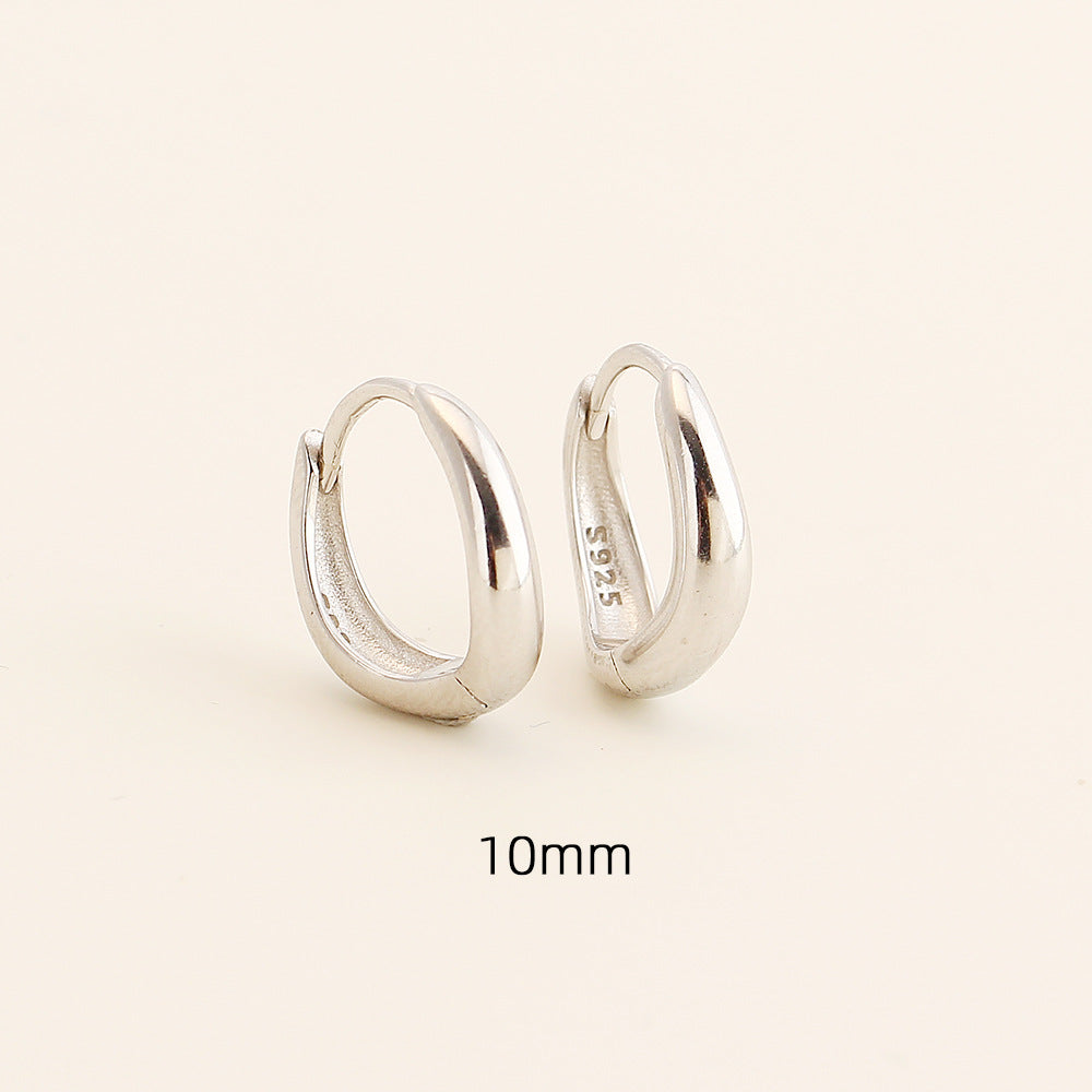 Pendientes de aro pulidos redondos geométricos de plata de ley 925 minimalistas
