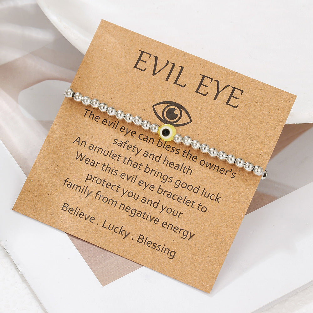 Handmade Round Acrylic Evil Eye Beaded Bracelet Unisex Friendship Jewelry