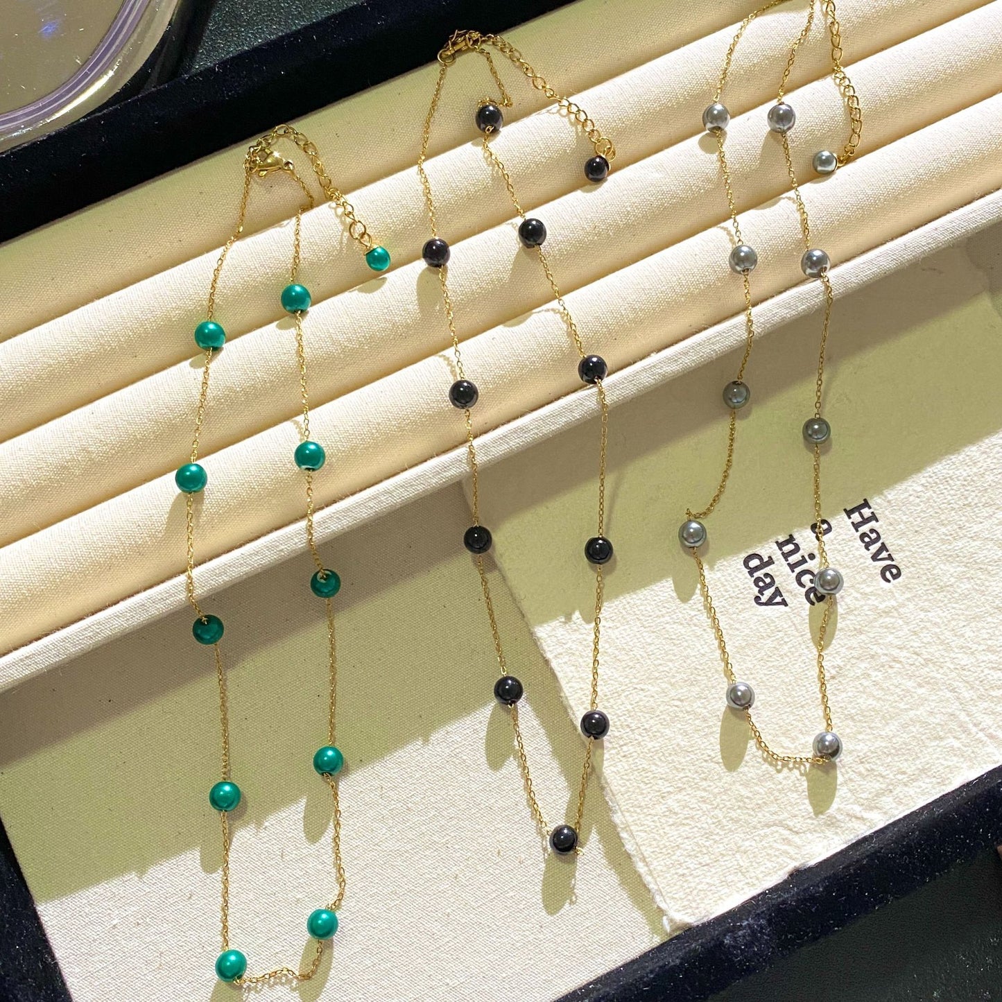 Minimalist Luxury Geometric Pearl Ball Chain Necklace for Women