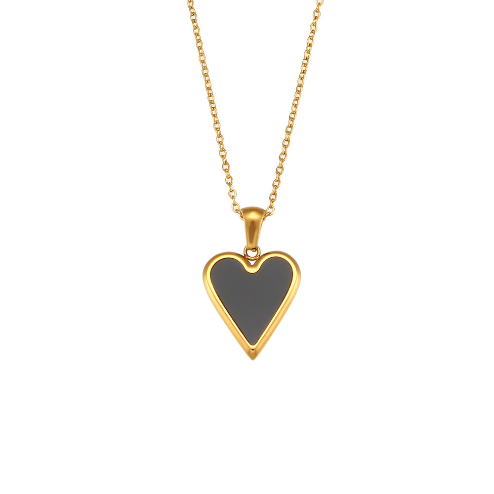 Minimalist Heart-Shaped Acrylic Pendant Necklace with Stainless Steel Chain and Electroplated Finish for Women