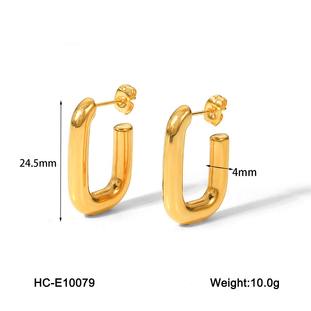 Orecchini geometrici in acciaio inossidabile con placcatura sottovuoto da donna, gioielli alla moda resistenti allo sbiadimento
