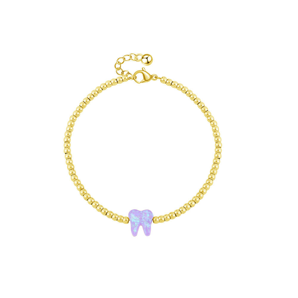 Minimalist Fashionable Gold-Plated Titanium Steel Tooth-Shaped Bracelet for Women with Geometric Design and Elegant Versatile Style