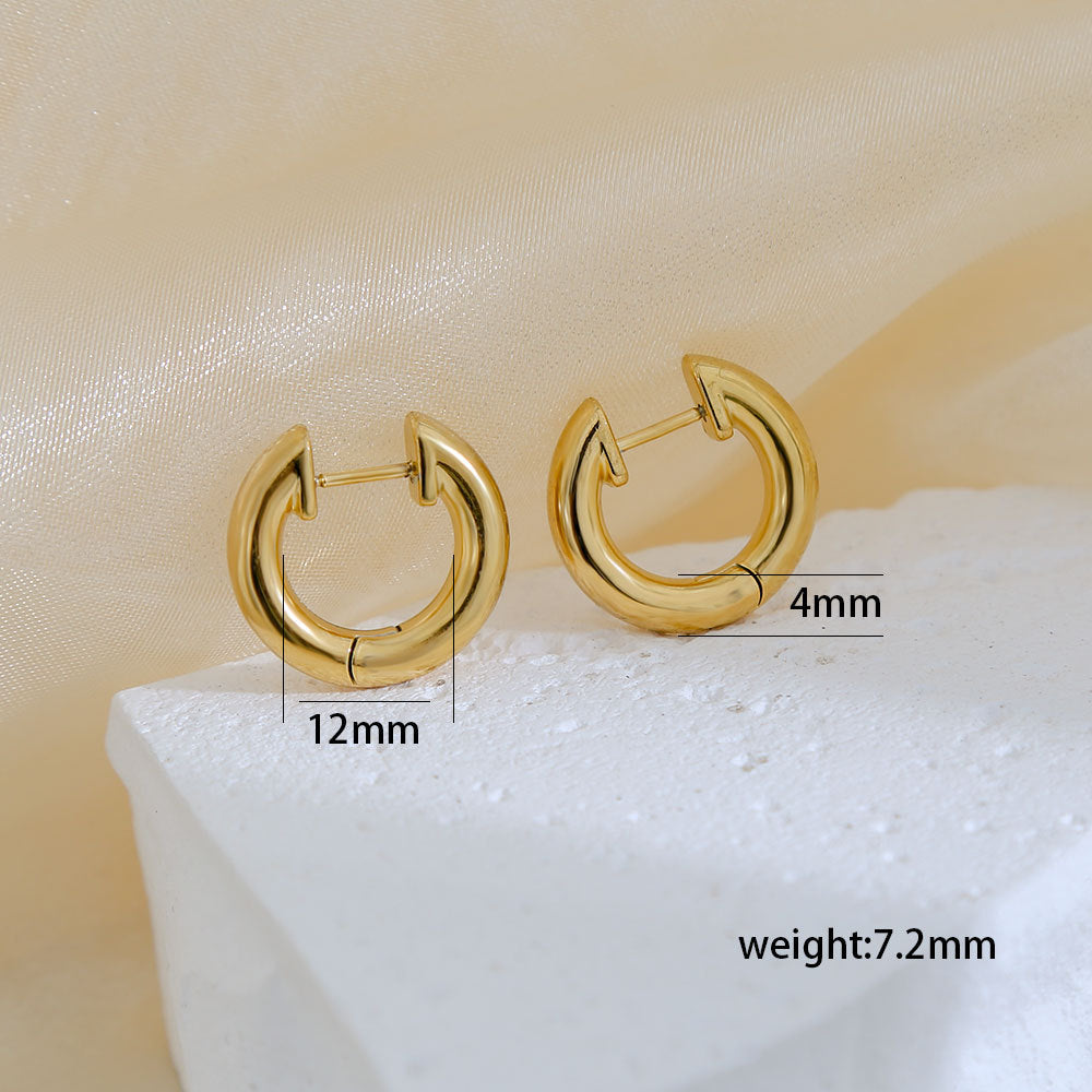 Pendientes de aro minimalistas geométricos de acero inoxidable con chapado de oro de 18 quilates para mujer