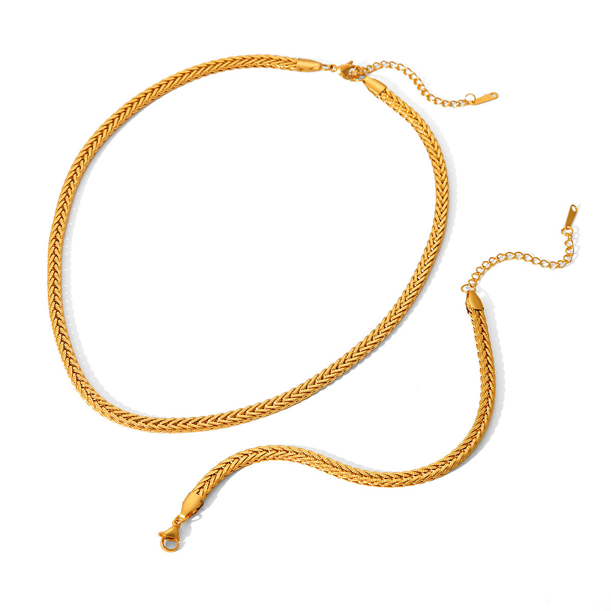 Minimalist Geometric Titanium Steel Bracelet with 18K Gold Plated Stainless Steel Chain for Women