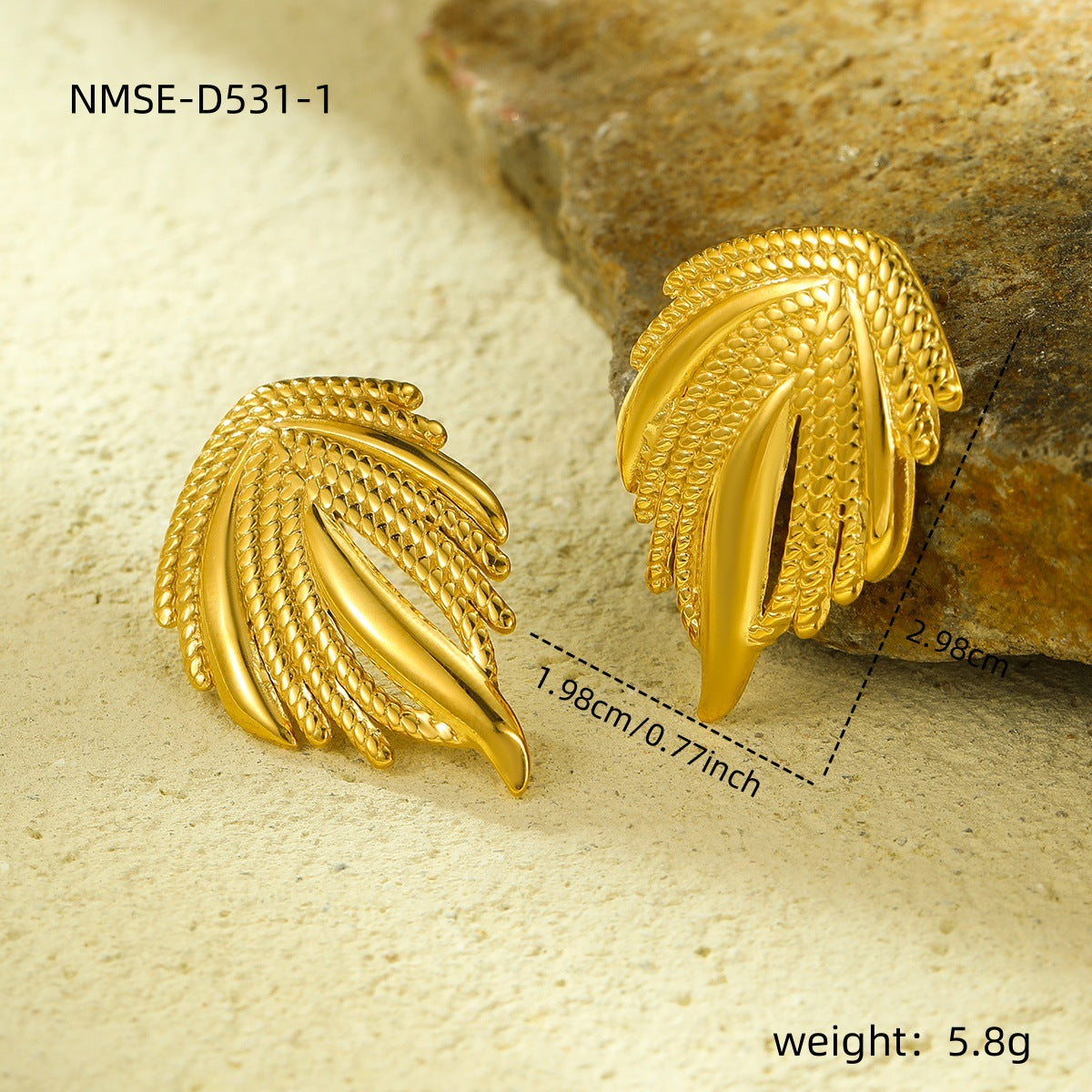 Pendientes minimalistas de titanio con forma de ala chapados en oro y acero inoxidable para mujer