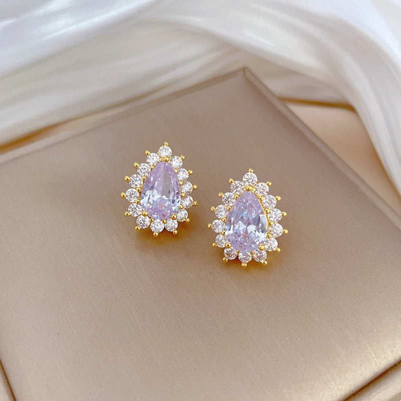 Geometric Stud Earrings for Women with Plated Copper Design, Elegant Long Tassel Drop Earrings, Sweet Style Jewelry
