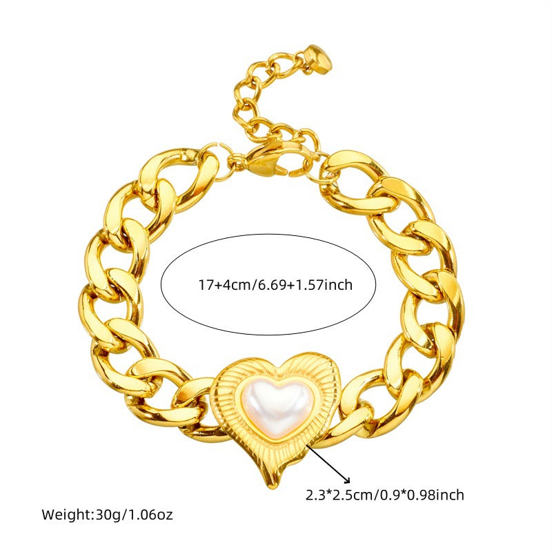 Luxury Vintage Heart Teardrop Stainless Steel Plated Jewelry Set for Women with Serpentine Chain