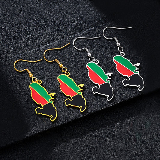 Pendientes Étnicos Geométricos de Esmalte Vintage con Gancho en Acero Inoxidable para Uso Unisex