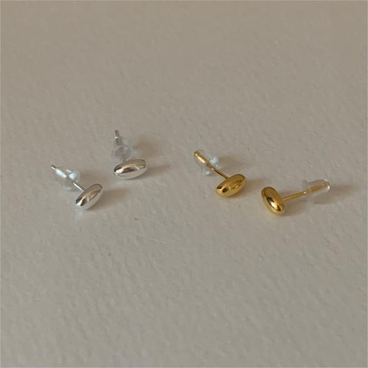 Minimalist Sweet 925 Sterling Silver Oval Letter Stud Earrings Gold Plated