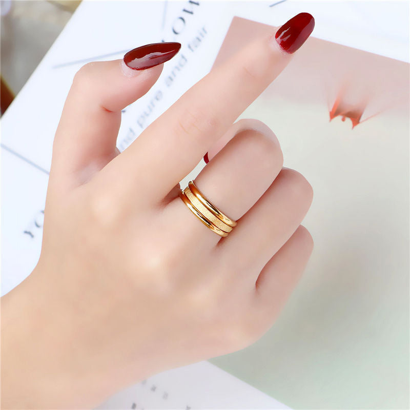Anello da donna in acciaio al titanio geometrico minimalista con finitura lucida e opaca, set di anelli da dito per coppie