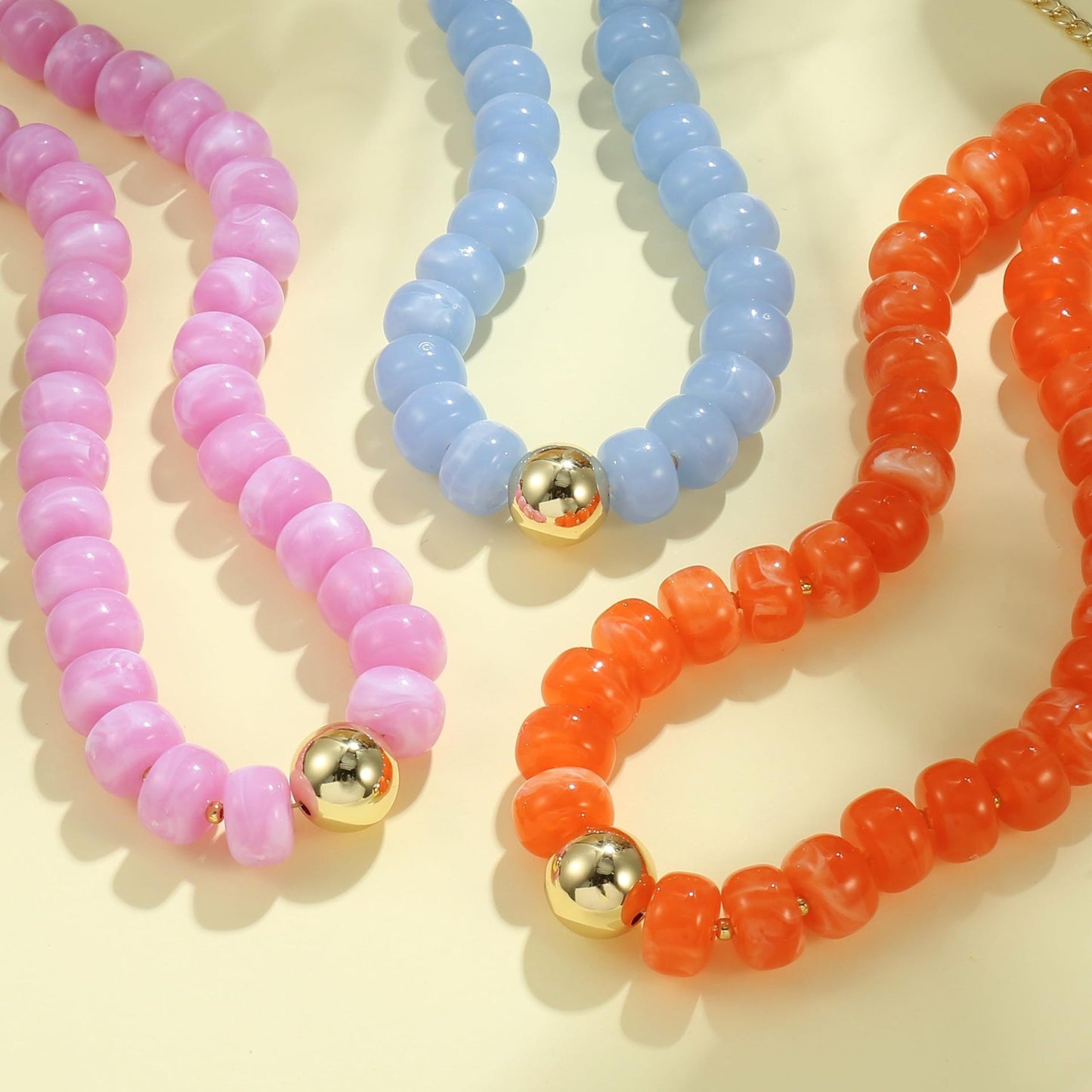 Colorful Geometric Round Acrylic Bead Necklace for Women