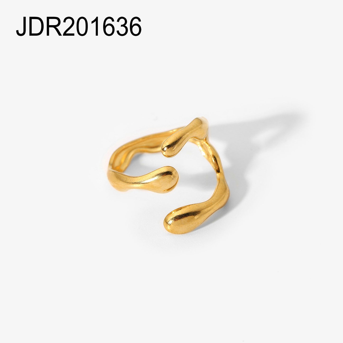 Fashion Geometric Cross Open Ring 18K Gold Plated Stainless Steel Snake Design for Women