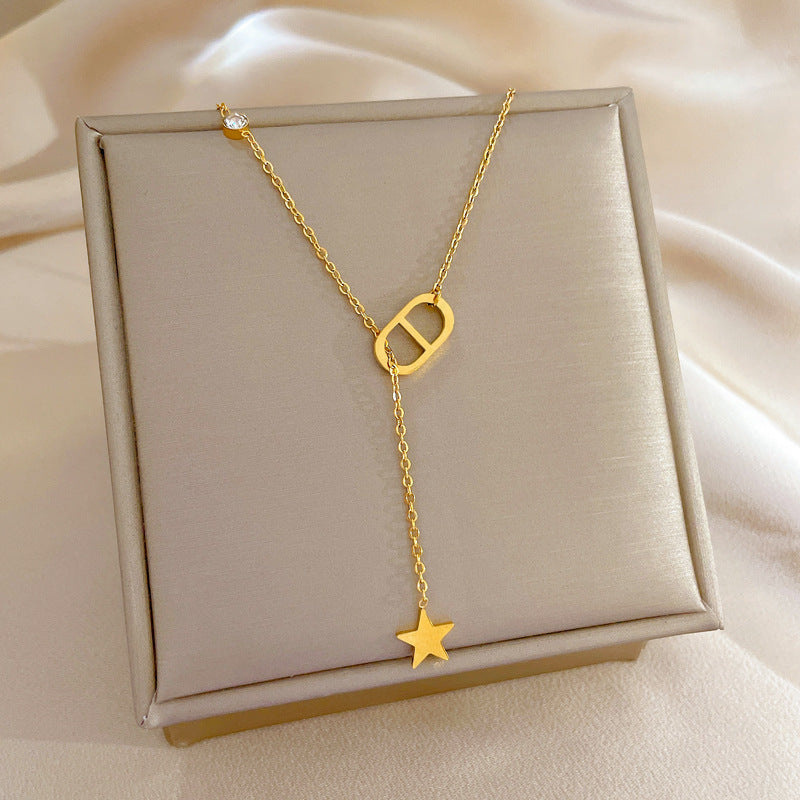 Minimalist Plated Titanium Steel Geometric Necklace for Unisex
