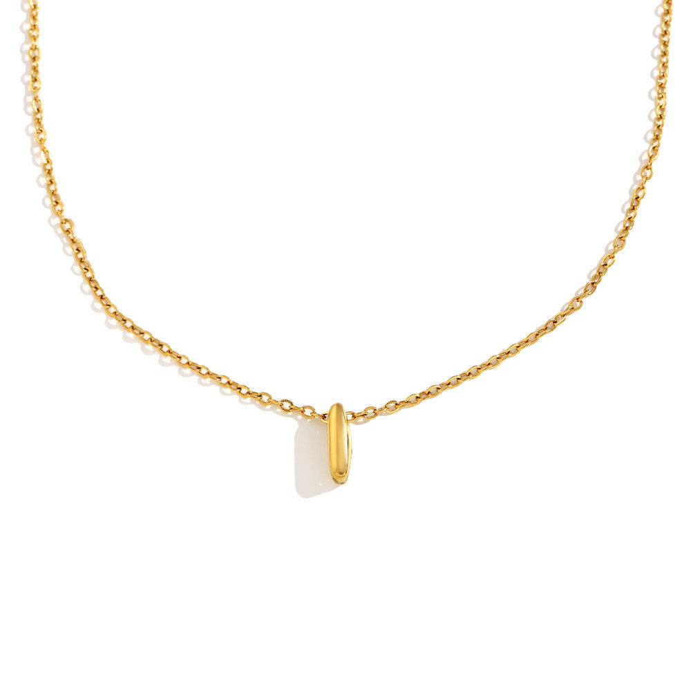 Fashionable Minimalist Letter Pendant Necklace in Stainless Steel with 18K Gold Plating for Women