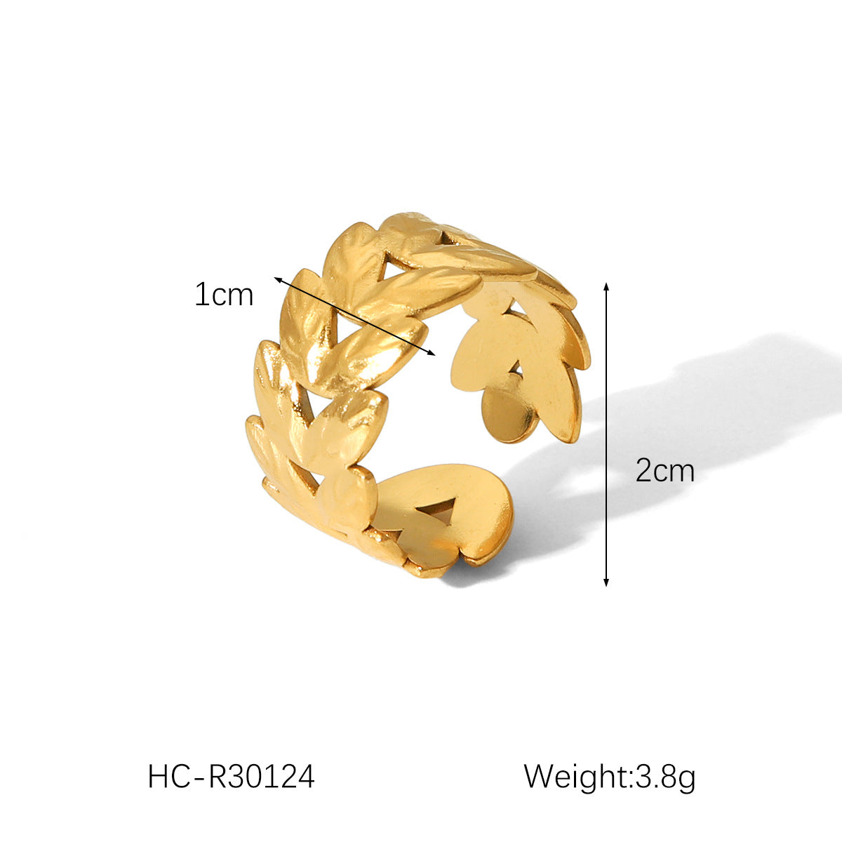 Minimalist 18K Gold Plated Heart Shape Open Ring Stainless Steel Women Jewelry