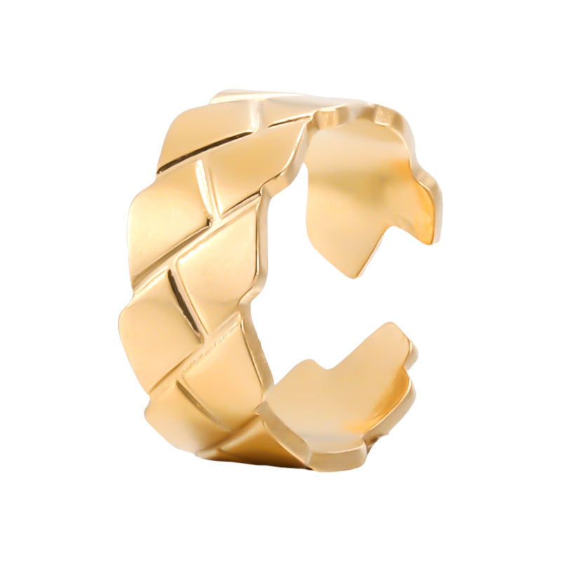 Minimalist Geometric Titanium Steel Plated Adjustable Ring for Men and Women