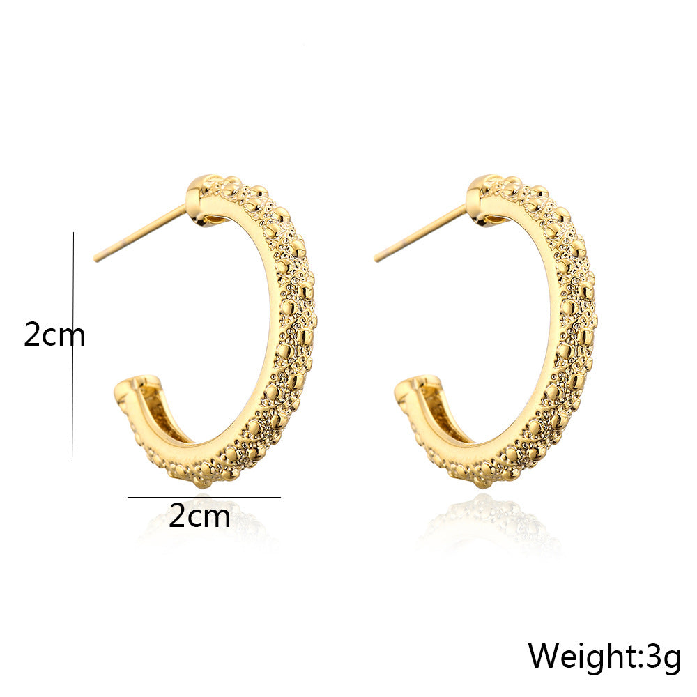 Orecchini da donna geometrici minimalisti in rame con placcatura in oro 18 carati