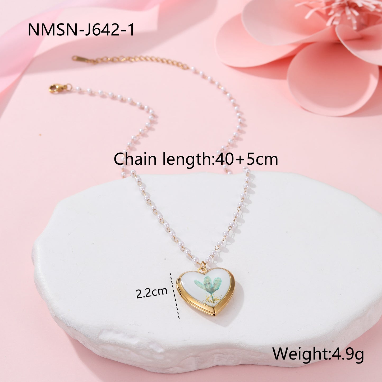 Elegante collar de acero inoxidable con colgantes de esmalte de corazón, florales y mariposas para mujer