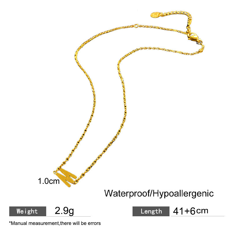 Minimalist Titanium Steel PVD Letter W Pendant Necklace