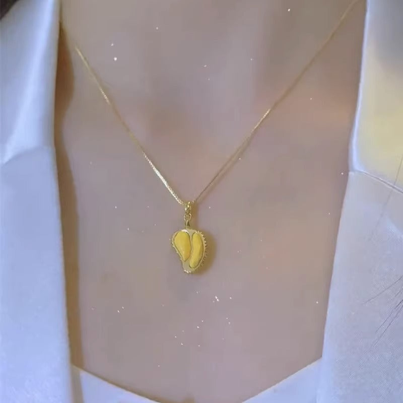 Minimalist Durian Pendant Necklace for Women Titanium Steel Plated Clavicle Chain with Irregular Shape Design