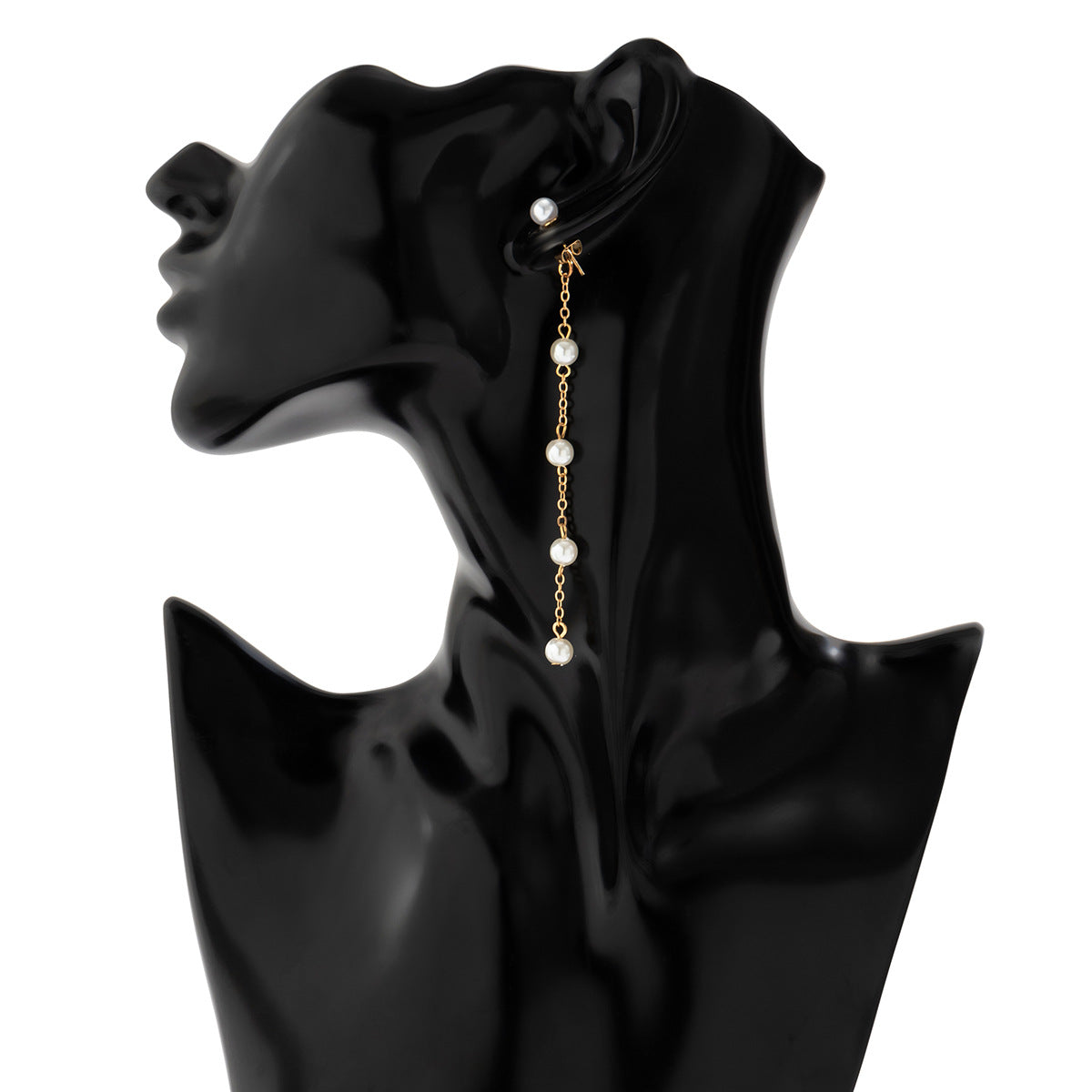Collar colgante geométrico de perlas estilo vintage francés con borla y cadena de bolas para mujer