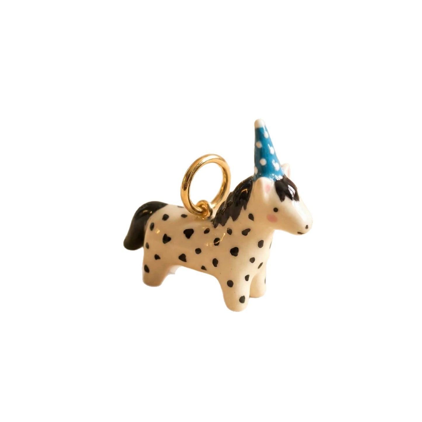 Vintage 18K Gold Plated Brass Horse Charm Bar with Drip Oil