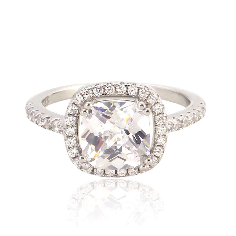 Anello da Donna di Lusso Geometrico Lucido con Zirconi in Argento Sterling 925