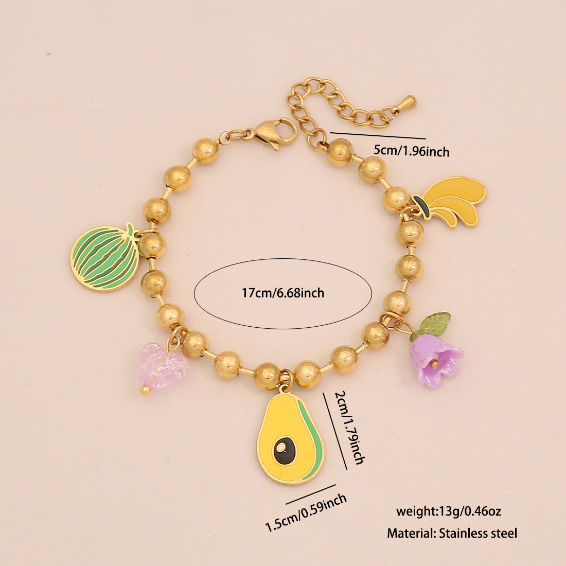 Set Collana con Ciondolo a Forma di Frutta Giocosa con Catena in Acciaio Inossidabile e Finitura Elettroplaccata per Donna