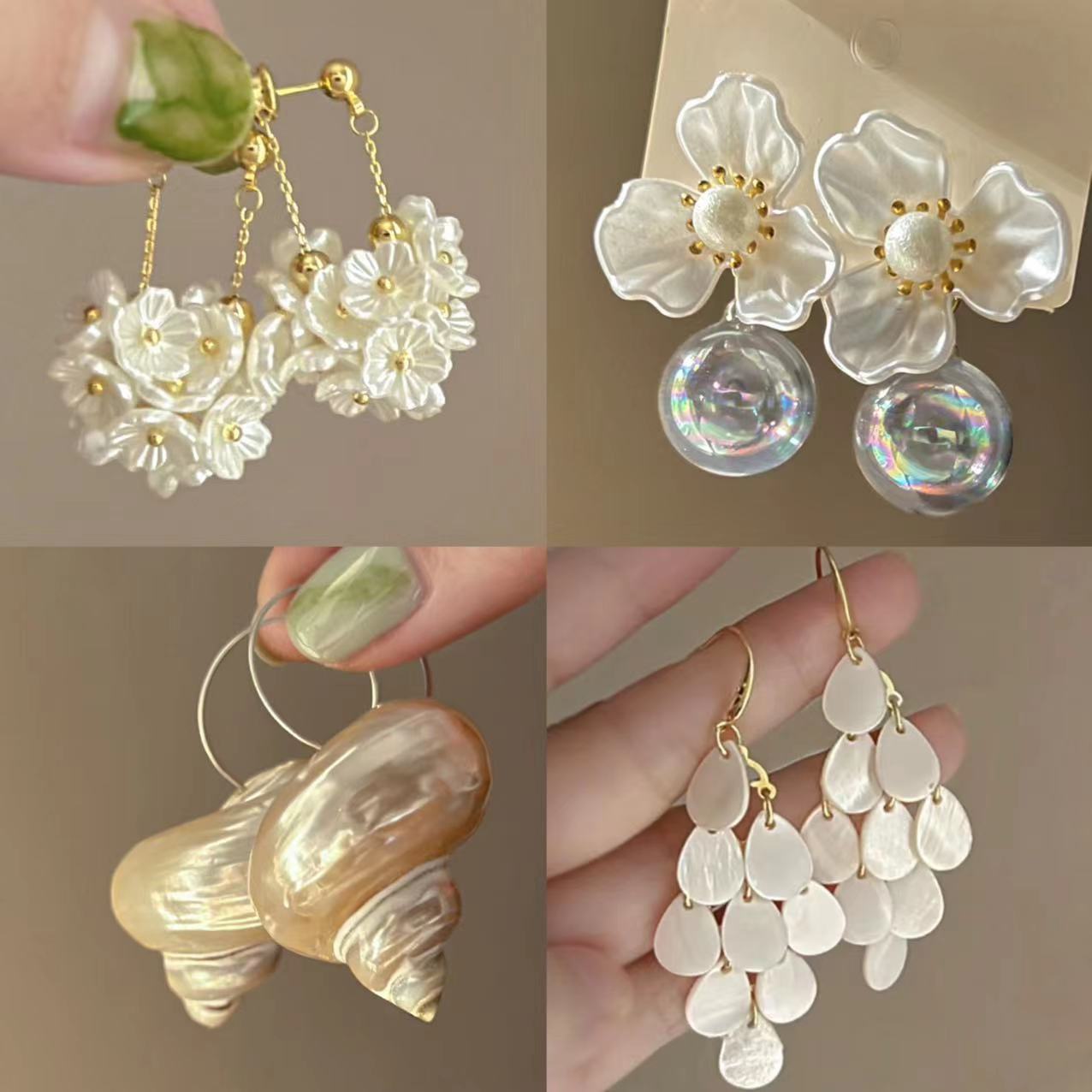 Orecchini a perno con perle dolci, eleganti e floreali per donna con perni in argento sterling 925