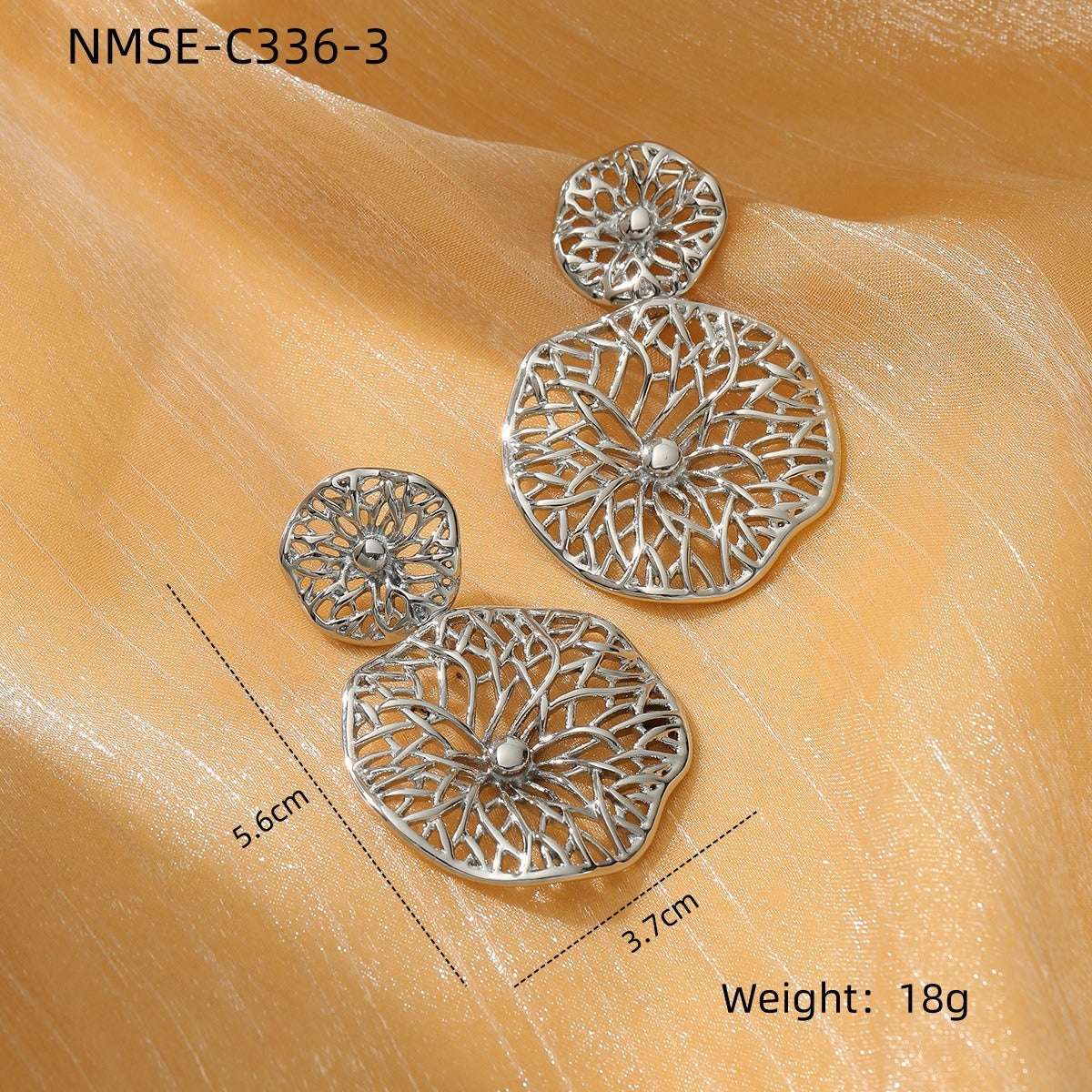 Pendientes de acero inoxidable circulares irregulares minimalistas con diseño hueco y acabado chapado para mujer