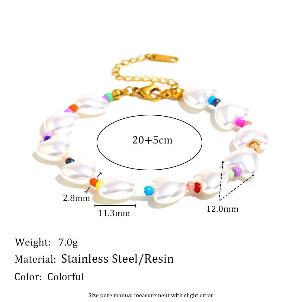 Collana da donna alla moda a forma di cuore, in acrilico in stile vintage, con base in acciaio inossidabile e placcatura in oro 18 carati