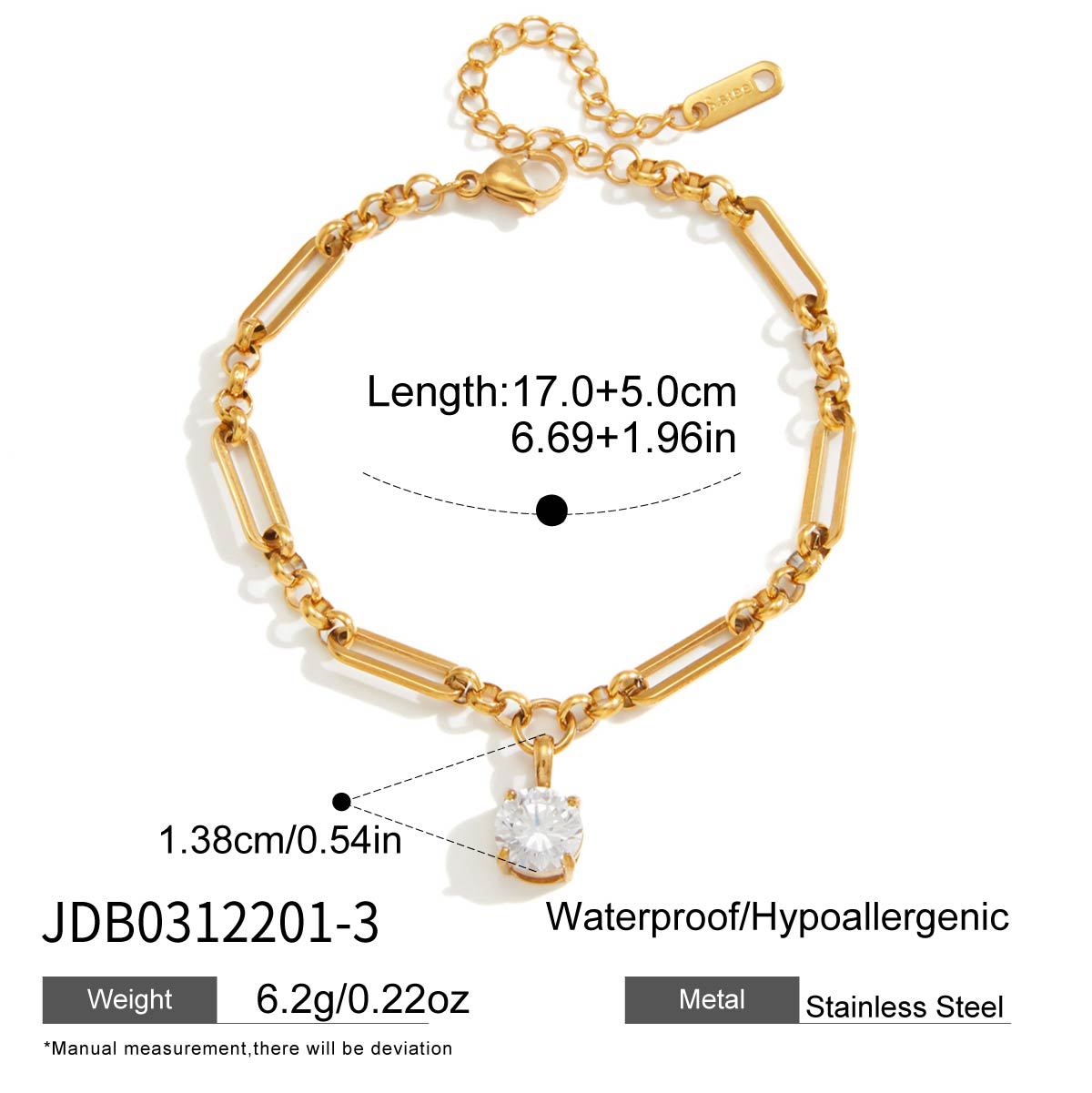 Elegant Minimalist Geometric Stainless Steel Plated Cubic Zirconia Bracelet for Women