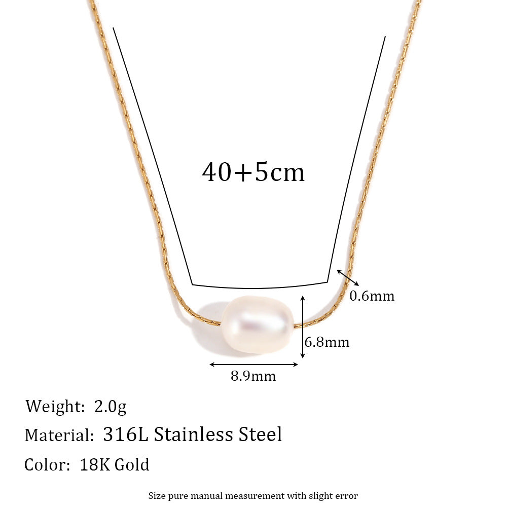 Vintage Palace Style Geometric Stainless Steel 18K Gold Plated Necklace for Women with Natural Stone and Shell Pendant