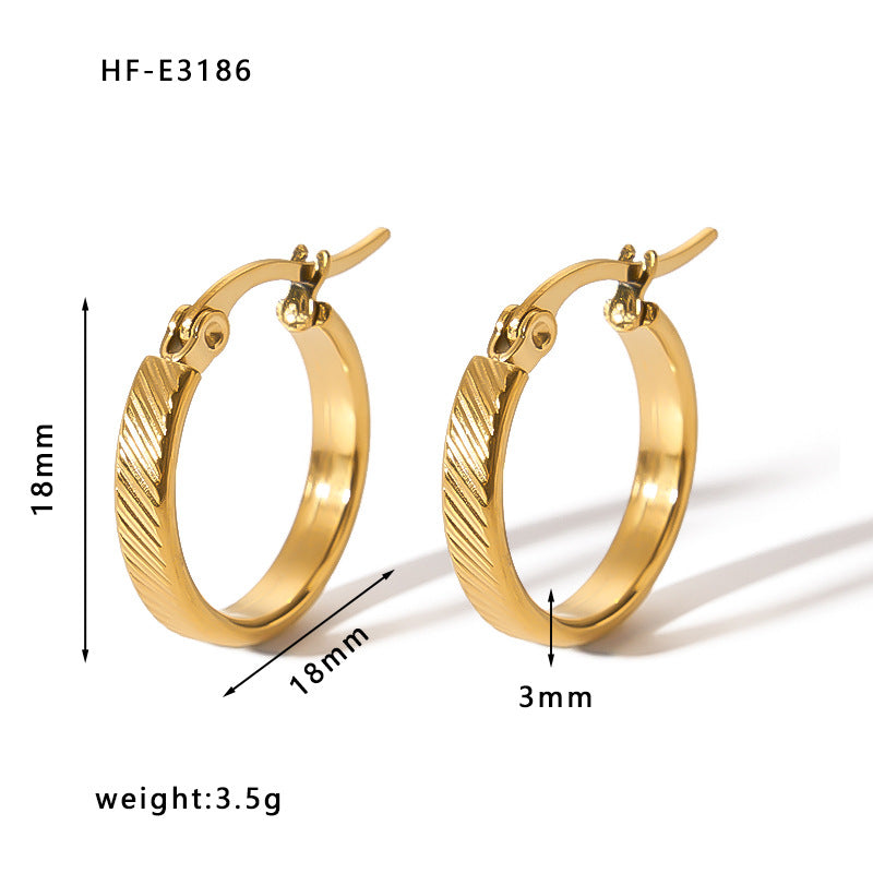 Orecchini a cerchio geometrici minimalisti in acciaio inossidabile placcato oro 18 carati da donna