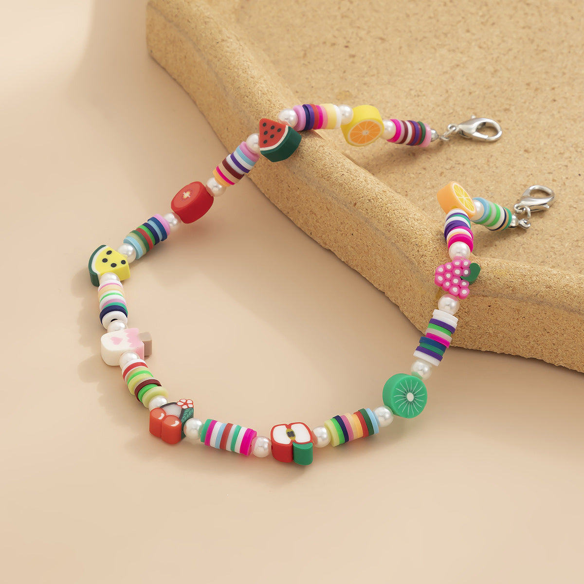 Sweet Resin Fruit and Flower Anklet for Women