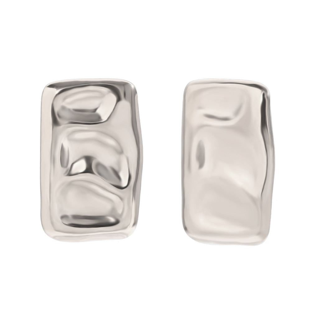 Orecchini a perno geometrici irregolari da donna in stile francese vintage, realizzati in acciaio inossidabile con placcatura in oro 18 carati