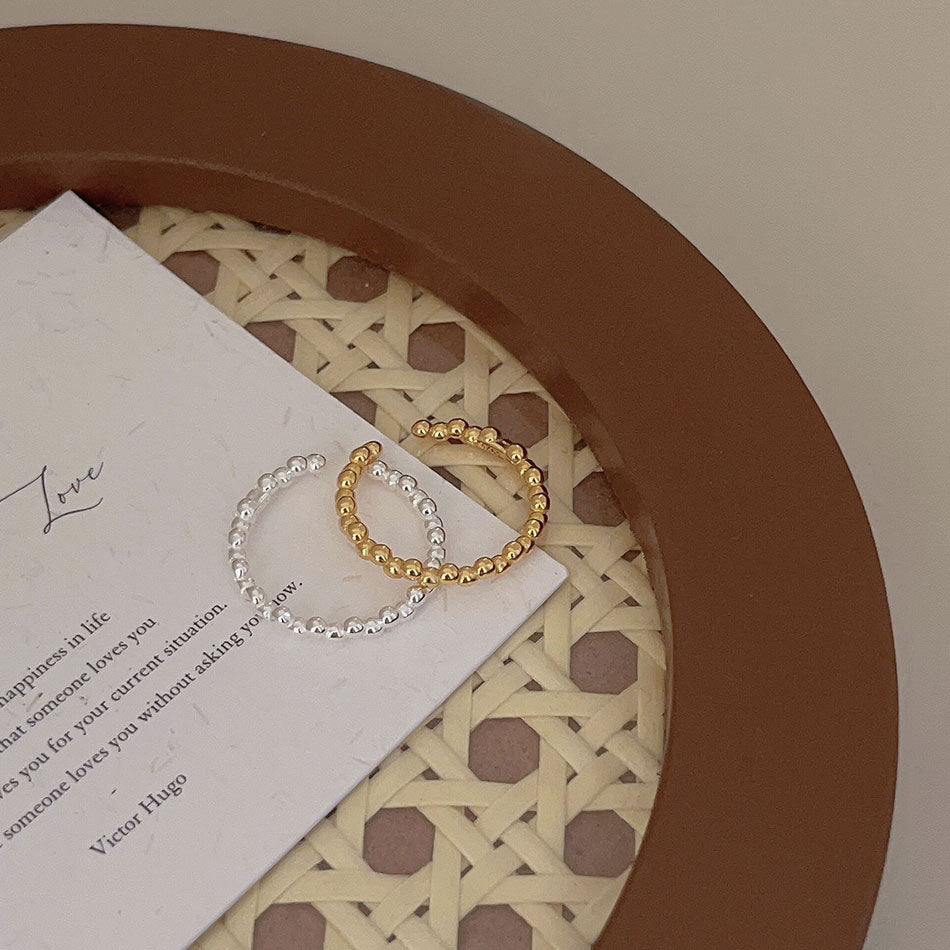 Minimalist Heart-Shaped 925 Sterling Silver Open Adjustable Ring with Gold Plating and Geometric Faceted Detail