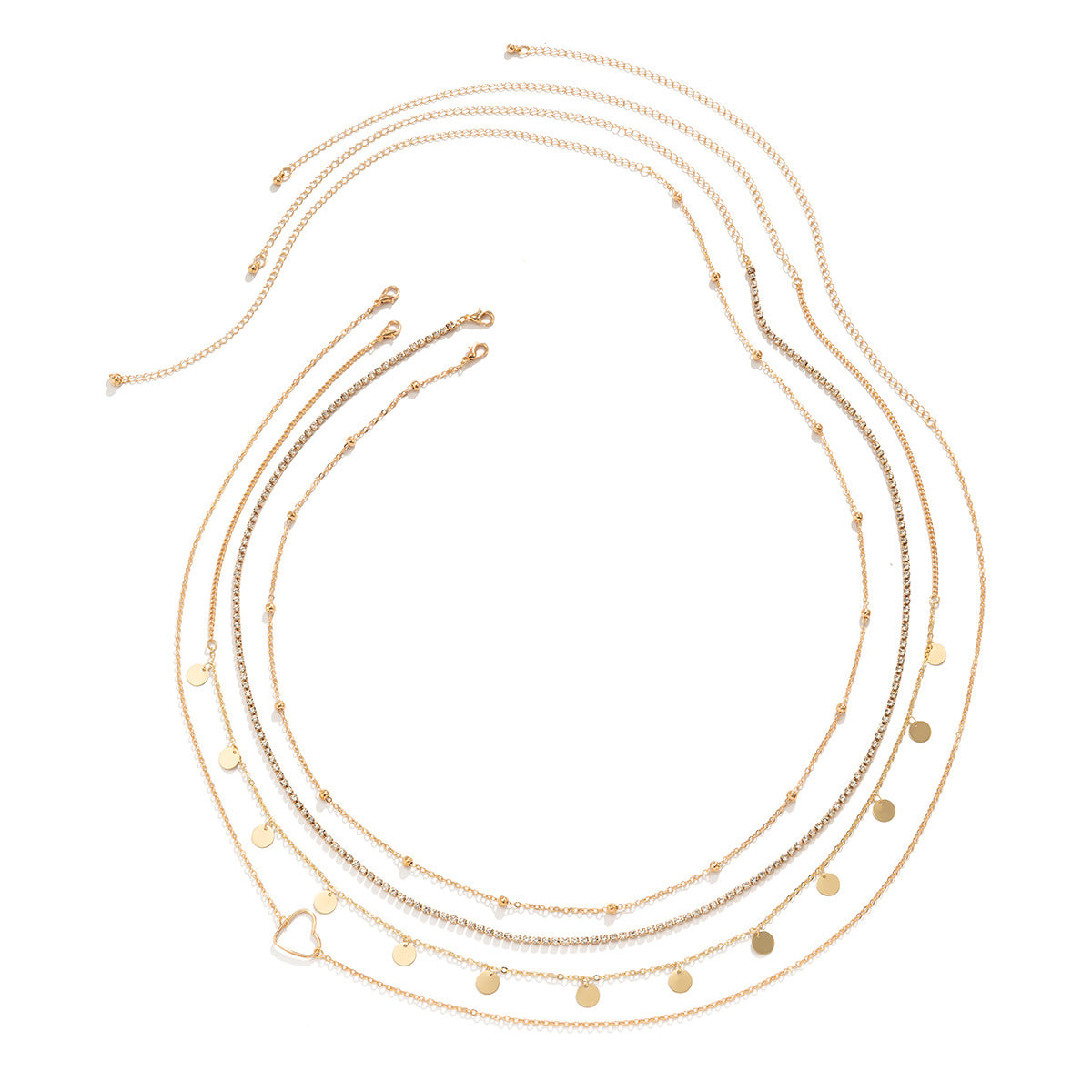 Minimalist Heart-Shaped Metal Body Chain with Rhinestone Accents and Lobster Clasp for Women