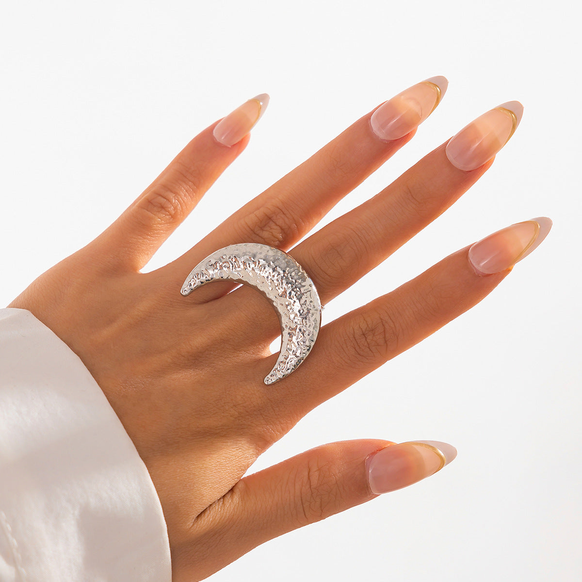 Anello aperto in lega minimalista a forma di girasole da donna con perle finte e motivo a foglia