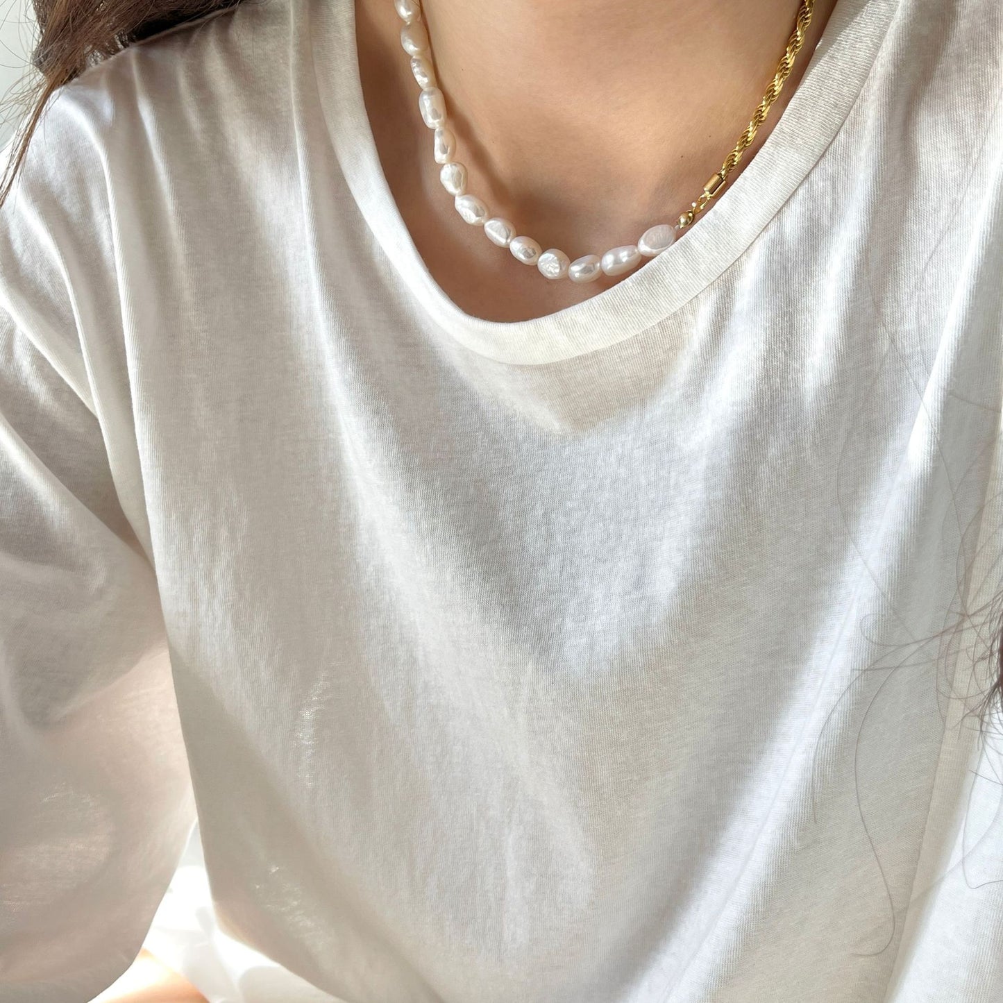 Collar con colgante de perla geométrica en plata de ley 925 con cordón trenzado, estilo dulce minimalista y fresco
