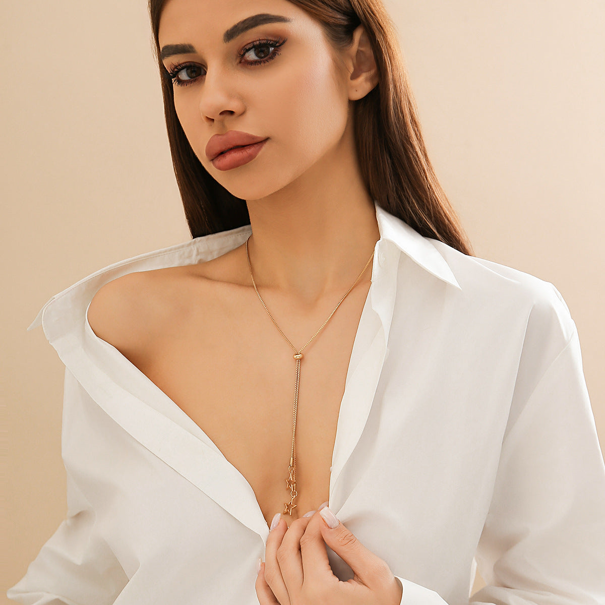 Minimalist Floral Star Alloy Plated Snake Chain Necklace for Women
