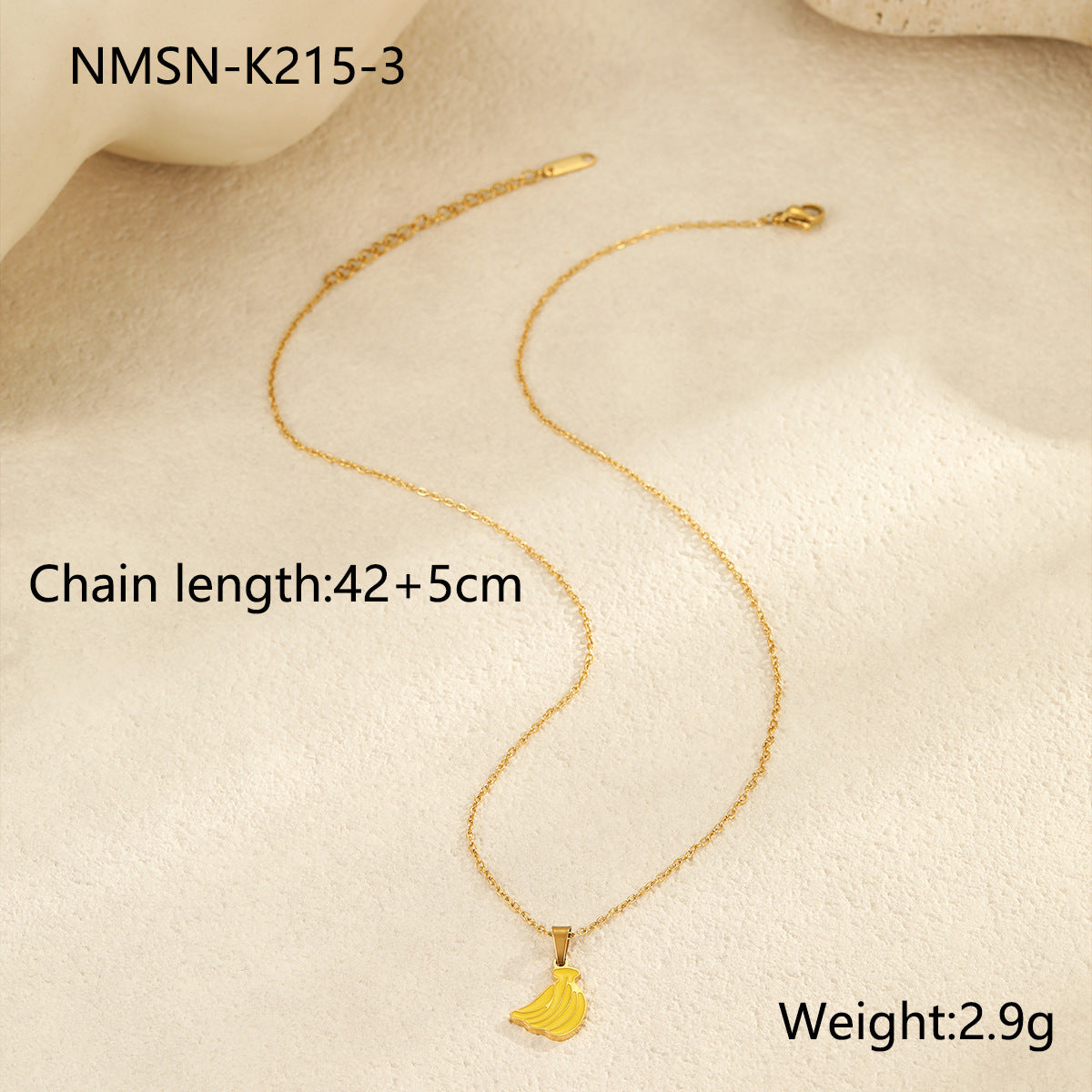 Fashionable Fruit-Shaped Stainless Steel Necklace with Enamel Finish and 18K Gold Plating for Women