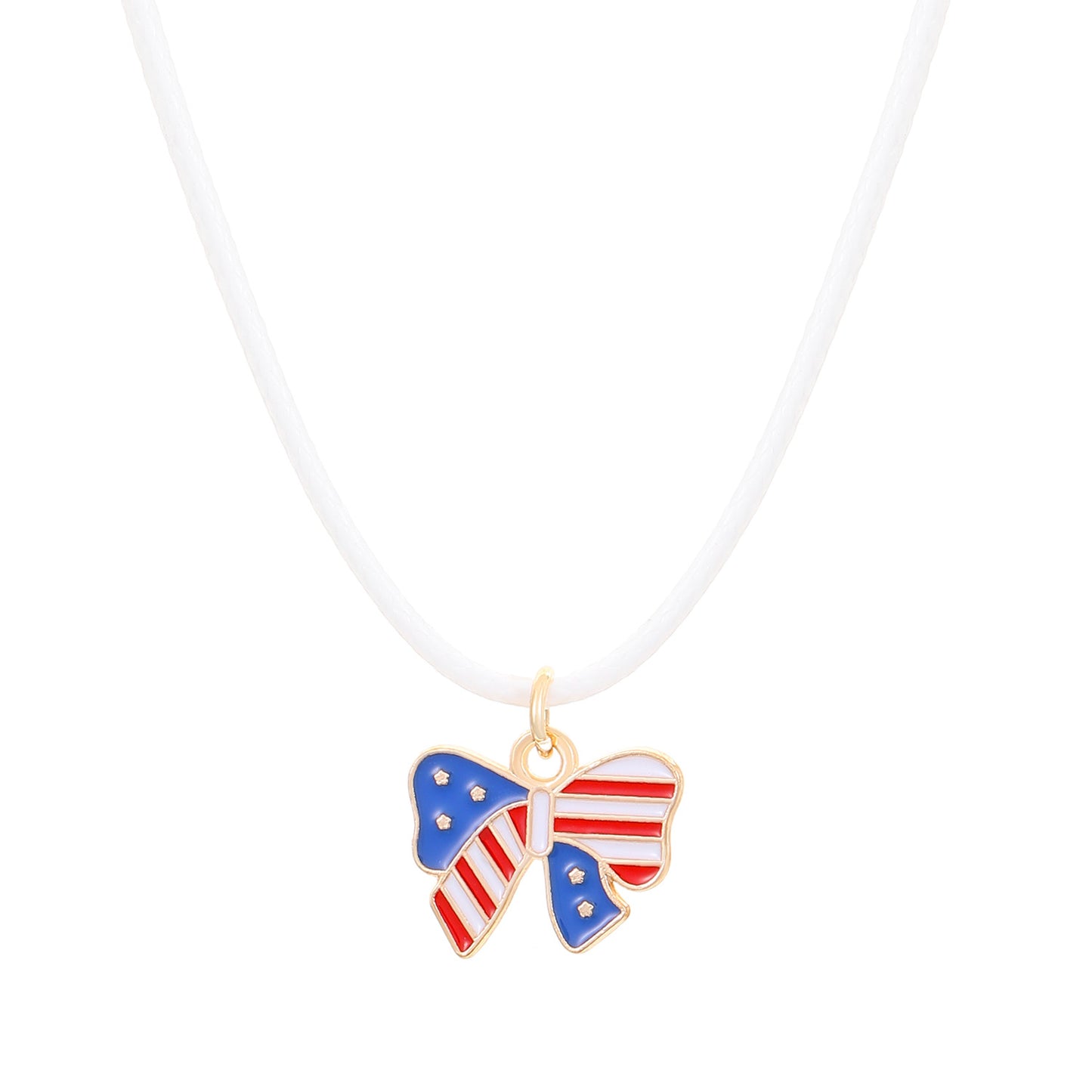 Patriotic Heart Star Letter Alloy Pendant Necklace for Unisex
